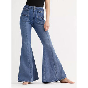 NEW FREE PEOPLE WE THE FREE CRVY UTILITY FLARE POCKET JEANS OB963066 SZ 27